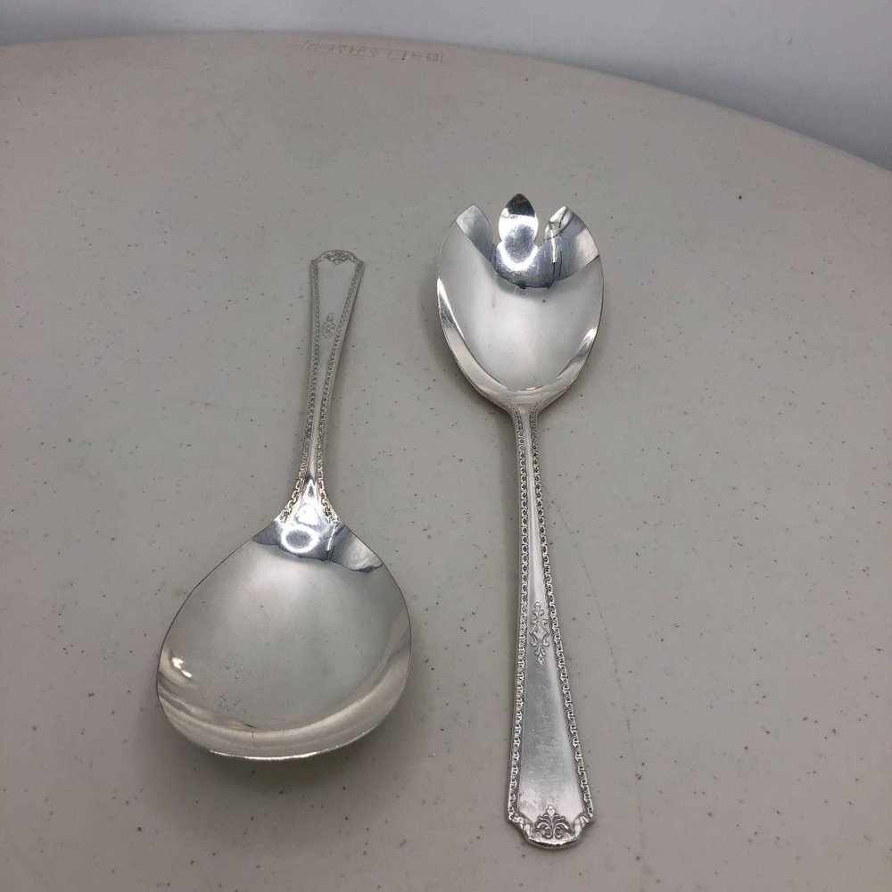 Wm A Rogers AA Oneida Silver Silverplate 1929 Berkeley Solid Salad Set